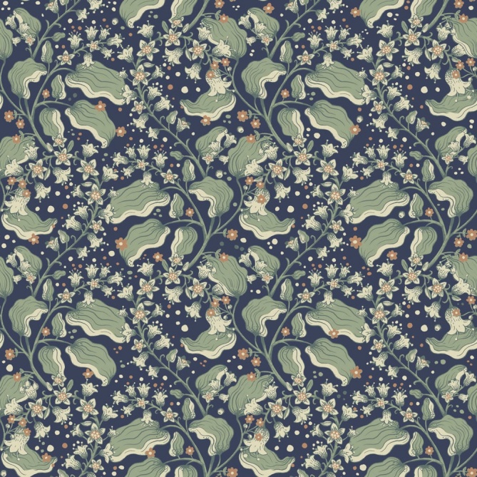 Papel pintado ramas de lilas azul oscuro - LILVENA 04 | MURAKE - 203295
