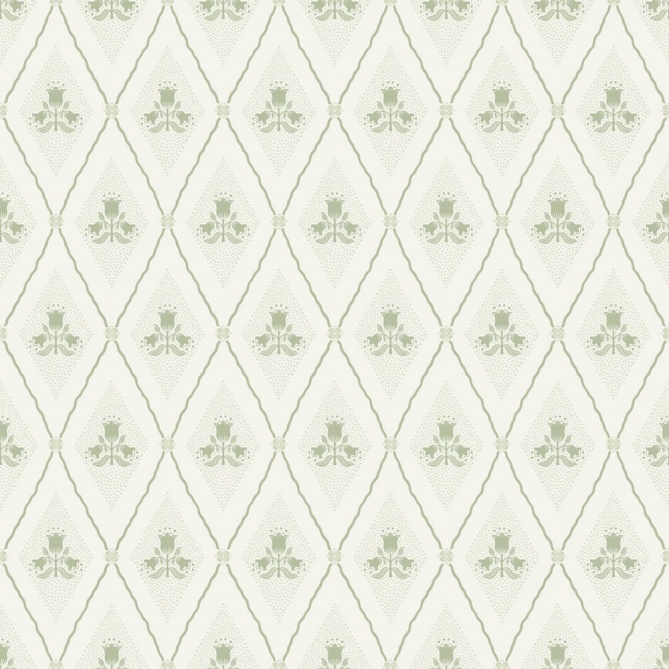 Papel pintado rombos florales verde - CELVIRA 02 | MURAKE - 203297