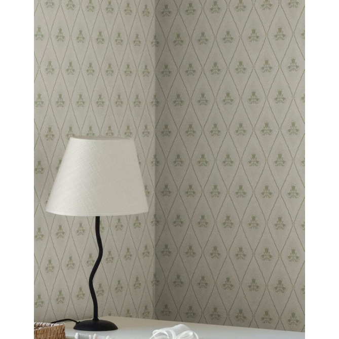 Papel pintado rombos florales verde - CELVIRA 02 | MURAKE - 203297