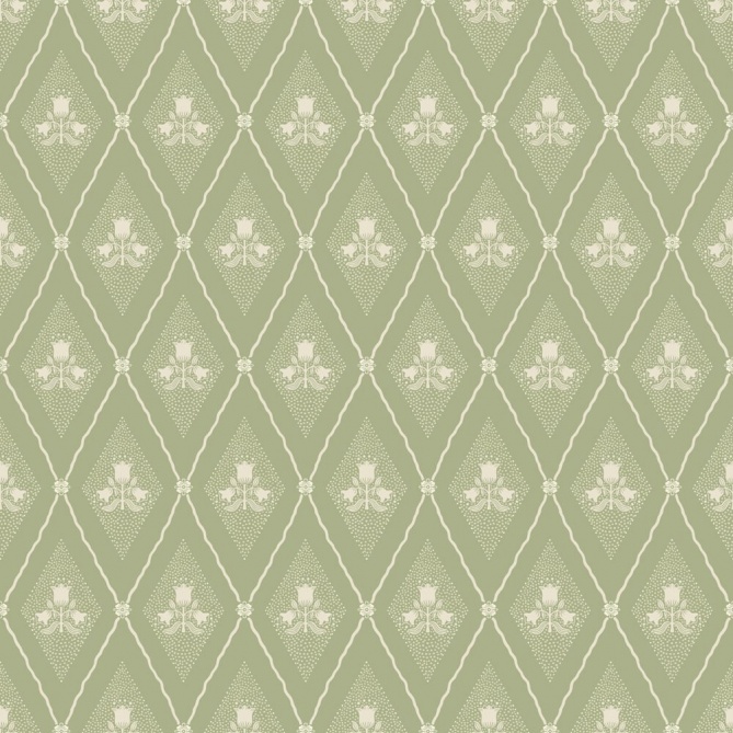 Papel pintado rombos florales verde salvia - CELVIRA 03 | MURAKE - 203298