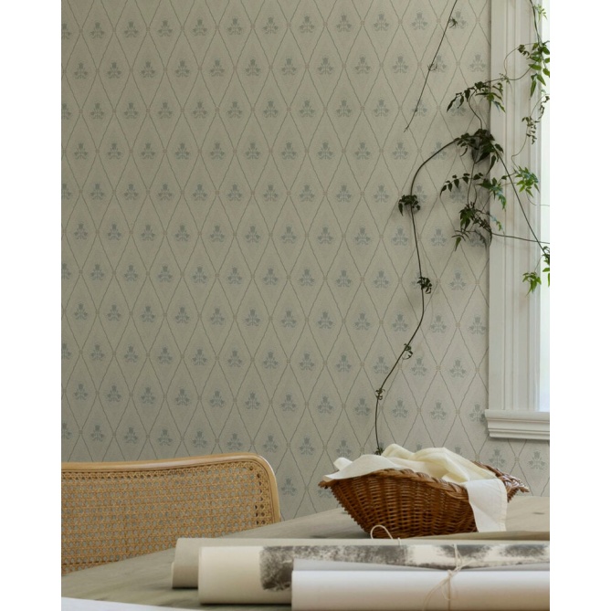 Papel pintado rombos florales beige verdoso - CELVIRA 04 | MURAKE - 203299