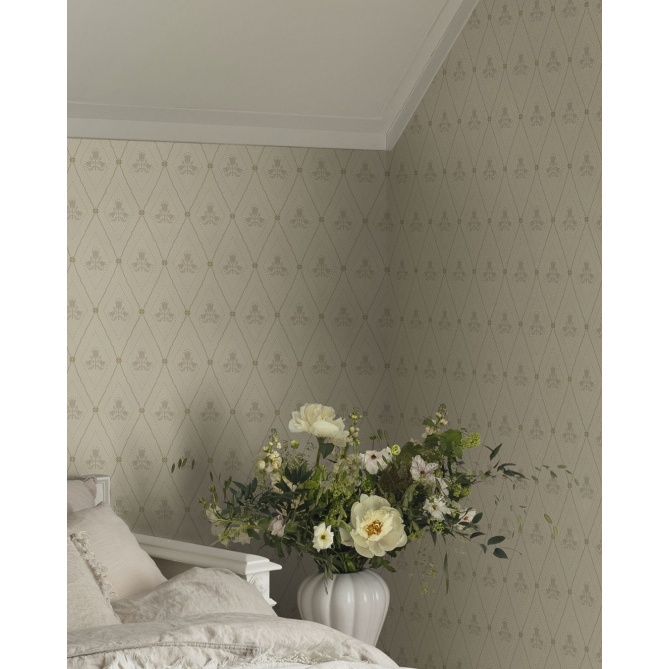 Papel pintado rombos florales crema - CELVIRA 01 | MURAKE - 203296