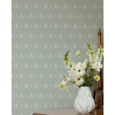 Papel pintado rombos florales verde grisáceo - CELVIRA 05 | MURAKE - 203300