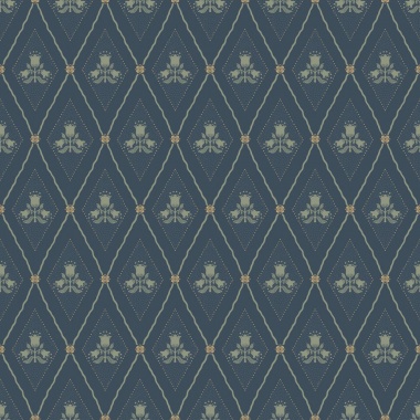 Papel pintado rombos florales azul oscuro - CELVIRA 06 | MURAKE - 203301