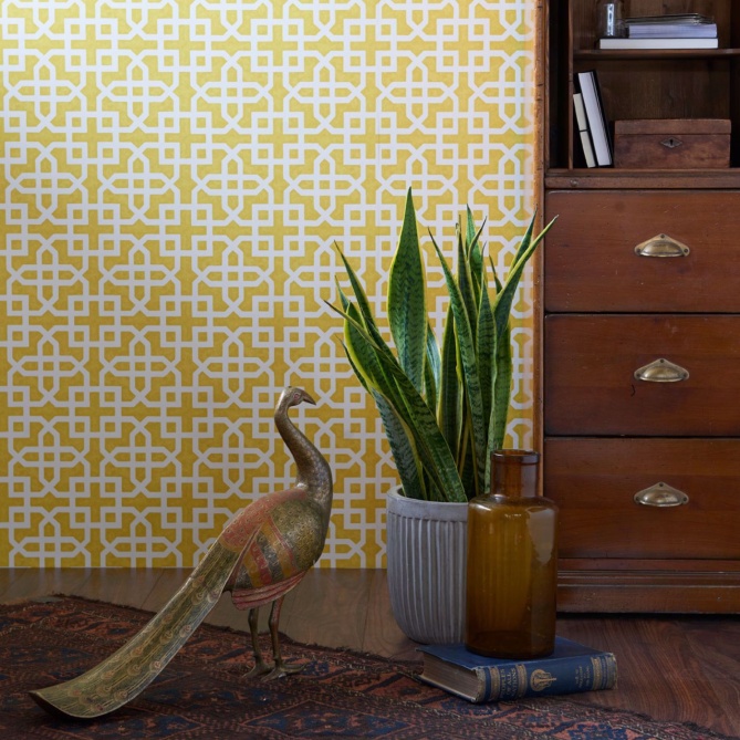 Papel pintado de celosía amarillo - TRELORA 01 | MURAKE - 1827