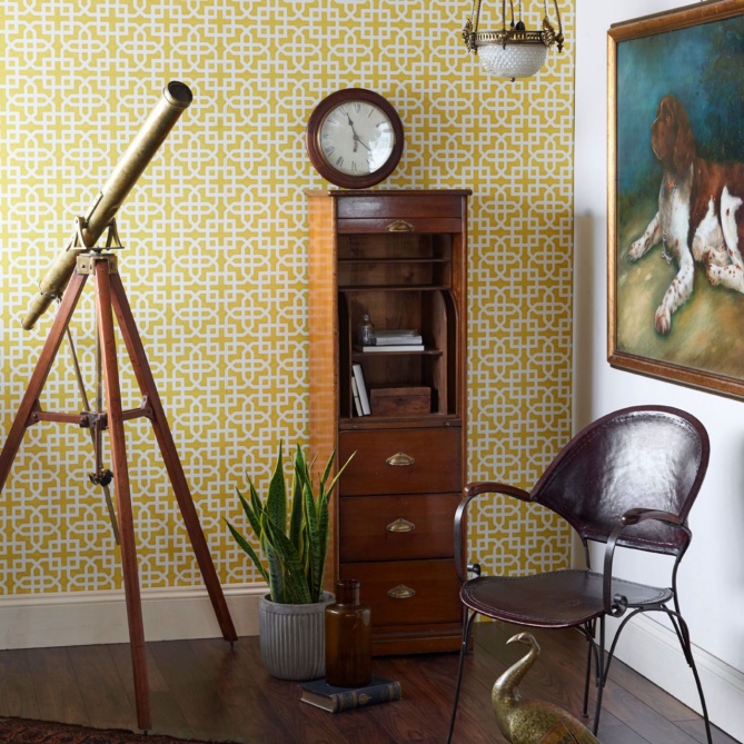 Papel pintado de celosía amarillo - TRELORA 01 | MURAKE - 1827