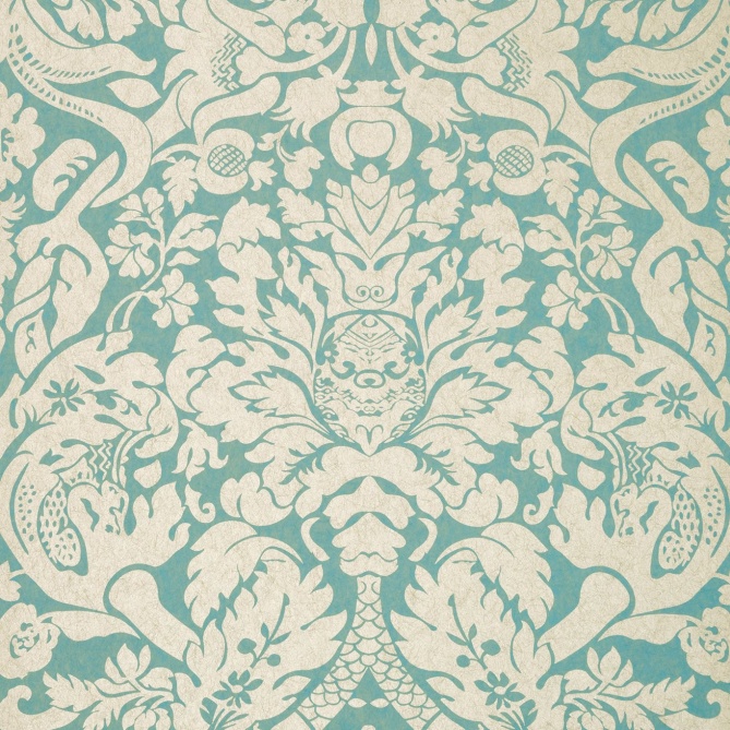 Papel pintado damasco verde agua - DAMERIA 03 | MURAKE - 1835