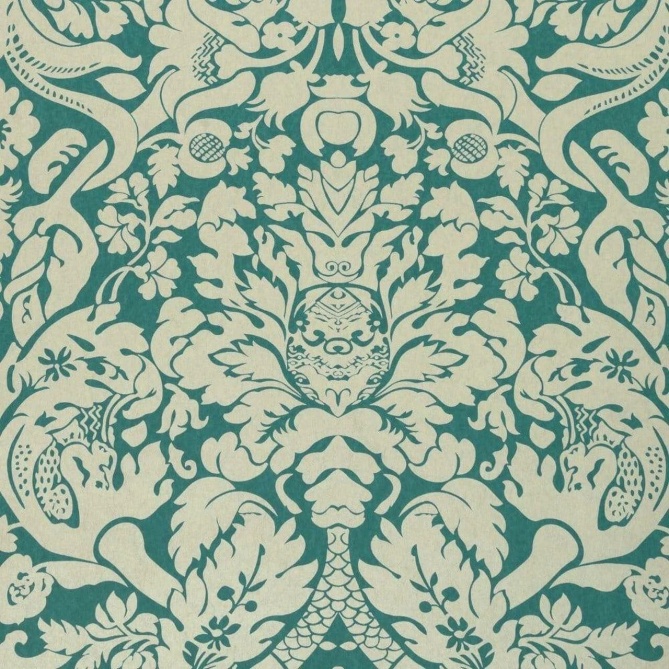 Papel pintado damasco turquesa - DAMERIA 06 | MURAKE - 1838