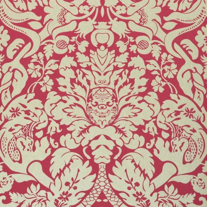 Papel pintado damasco frambuesa - DAMERIA 05 | MURAKE - 1837