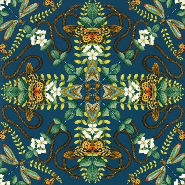Papel pintado de fauna y flora azul noche - FARUNIA 01 | MURAKE - 1863
