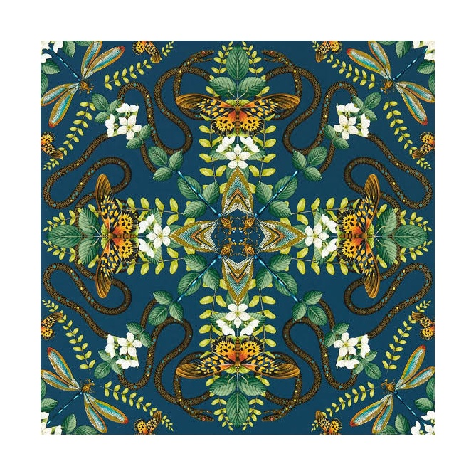 Papel pintado de fauna y flora azul noche - FARUNIA 01 | MURAKE - 1863
