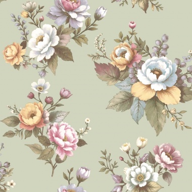 Papel pintado flores abiertas verde - PETALEN 02 | MURAKE - 836842