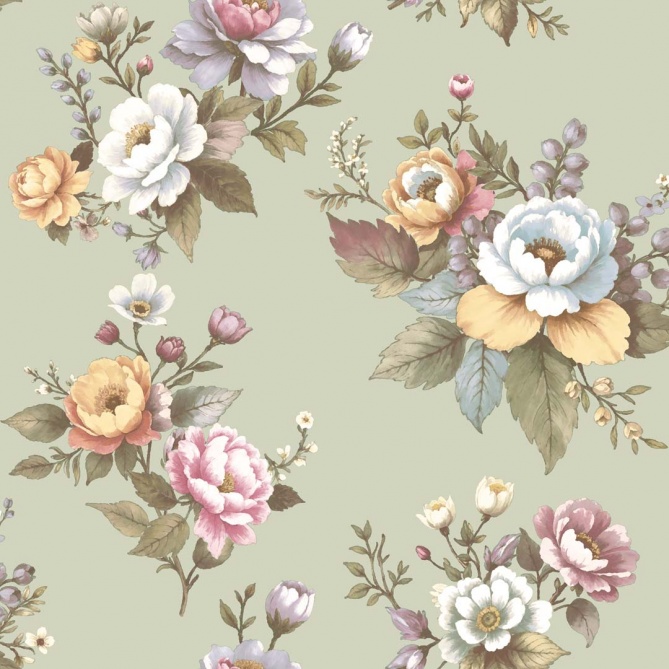 Papel pintado flores abiertas verde - PETALEN 02 | MURAKE - 836842
