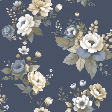 Papel pintado flores abiertas azul - PETALEN 03 | MURAKE - 836843