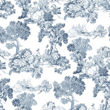 Papel pintado toile de Jouy azul - VALCOUR 03 | MURAKE - 836848
