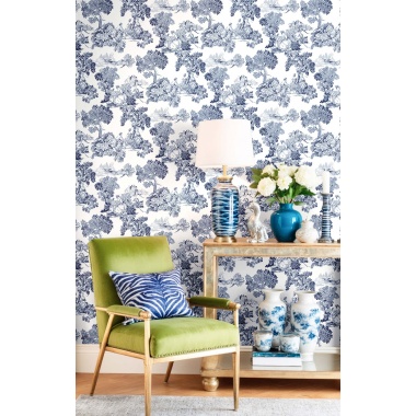 Papel pintado toile de Jouy azul - VALCOUR 03 | MURAKE - 836848