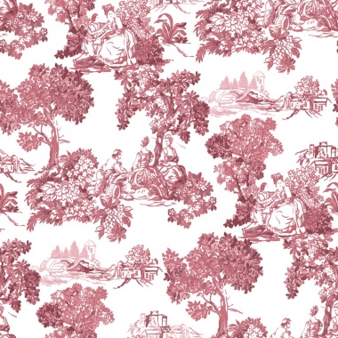 Papel pintado toile de Jouy burdeos - VALCOUR 04 | MURAKE - 836849