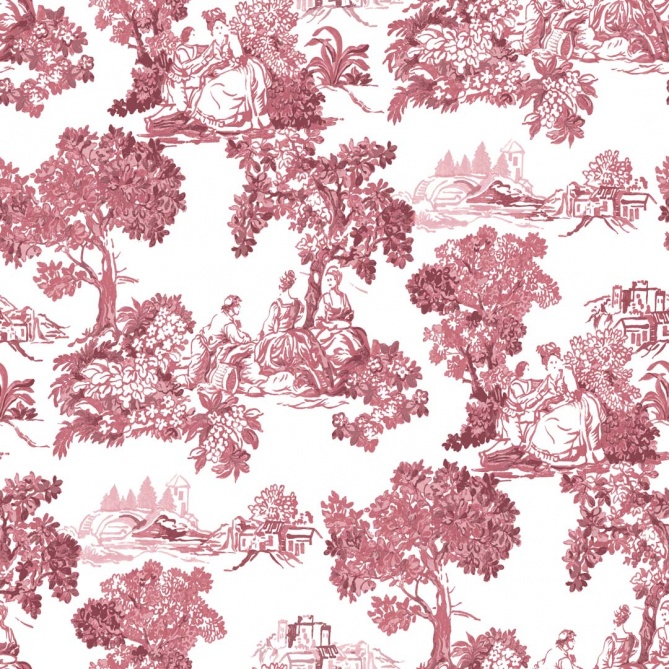 Papel pintado toile de Jouy burdeos - VALCOUR 04 | MURAKE - 836849
