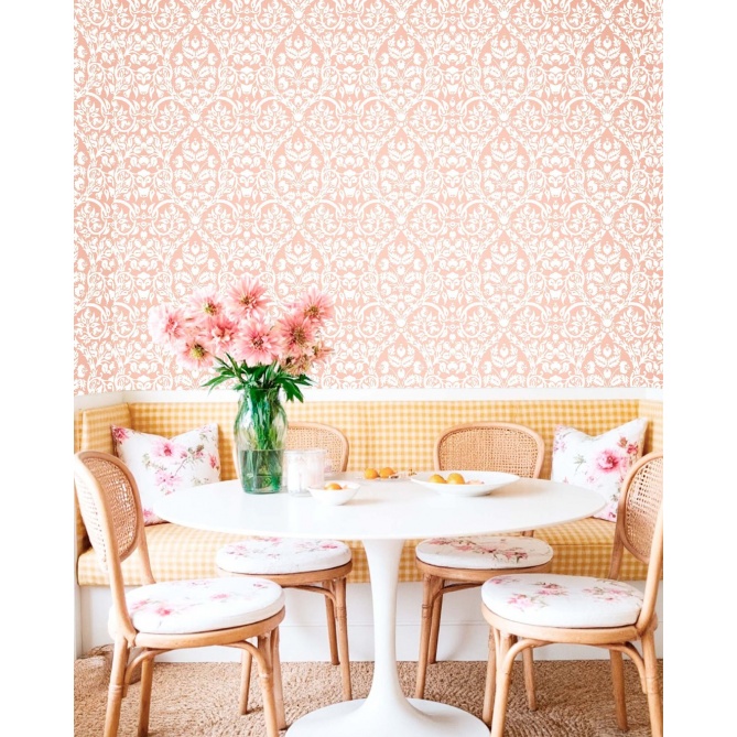 Papel pintado damarel - Damasco en rosa