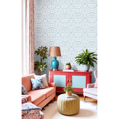 Papel pintado damasco vegetal azul - DAMAREL 04 | MURAKE - 836854