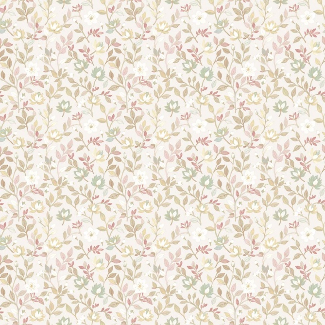 Papel pintado flores y hojas pequeñas verde - FLORISE 01 | MURAKE - 836855