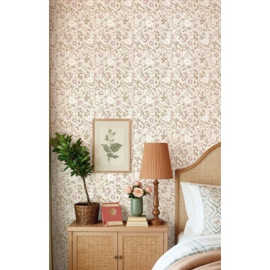 Papel pintado flores y hojas pequeñas verde - FLORISE 01 | MURAKE - 836855