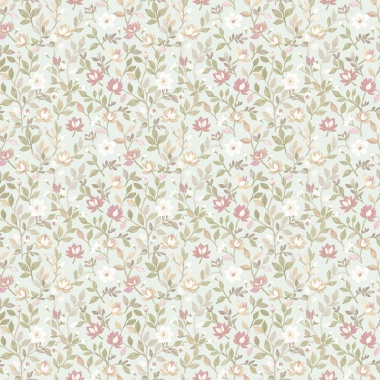 Papel pintado flores y hojas pequeñas azul - FLORISE 02 | MURAKE - 836856