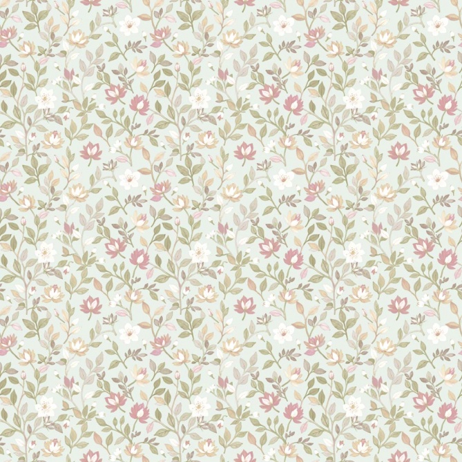 Papel pintado flores y hojas pequeñas azul - FLORISE 02 | MURAKE - 836856