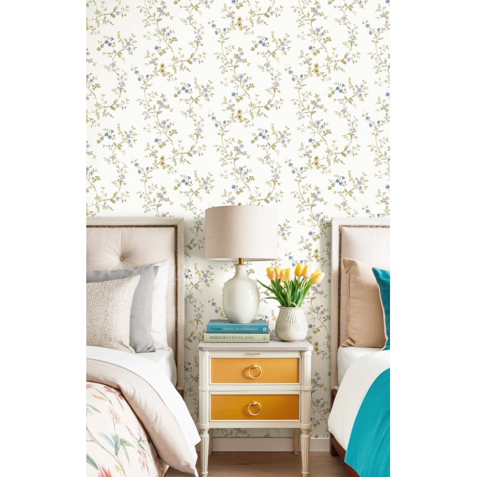 Papel pintado tallos floridos azul - SERELIA 03 | MURAKE - 836860
