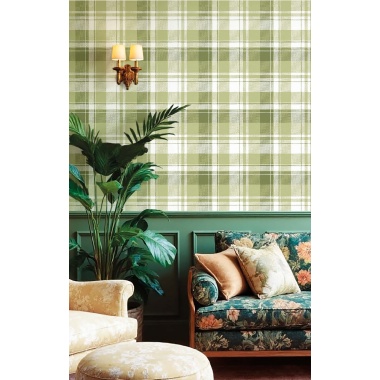 Papel pintado cuadros escoceses verde - DUNVIA 03 | MURAKE - 836881