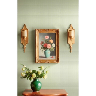Papel pintado cuadros vichy verde - VICHENA 04 | MURAKE - 836886