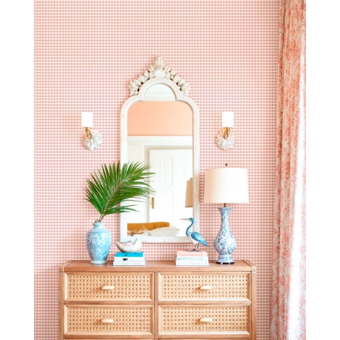 Papel pintado cuadros vichy rosa - VICHENA 05 | MURAKE - 836887